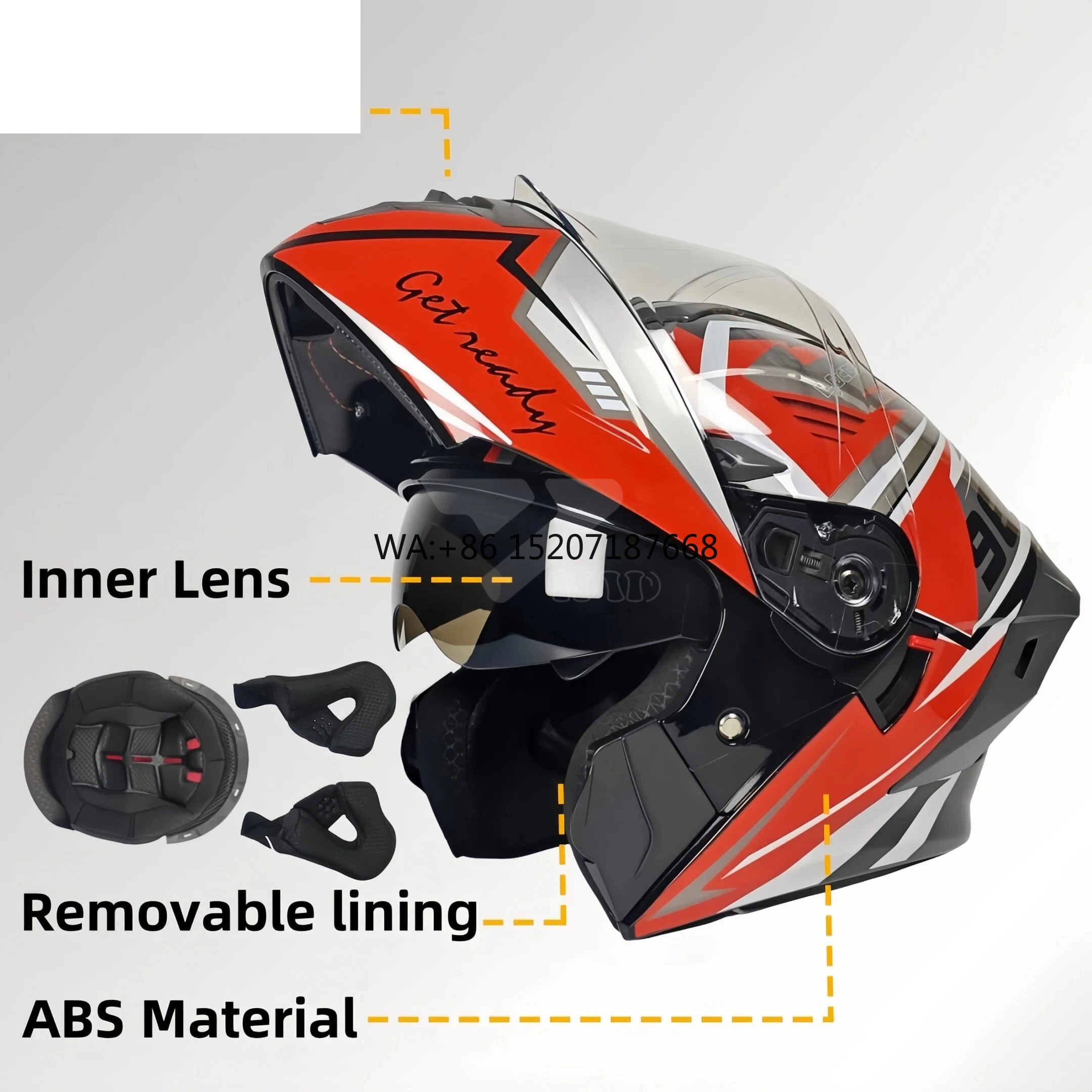 

High Quality Dual Visor Open Face Motorcycle LED Lights New ABS Shell DOT Approved Quick Release Closure All Seasons 6