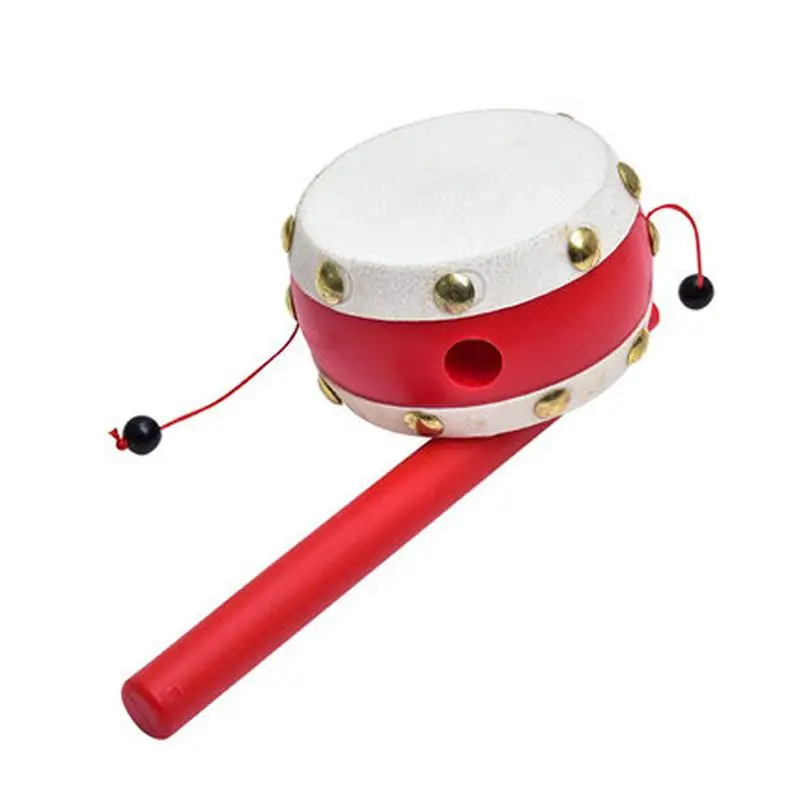 Tambour traditionnel chinois en peau de mouton, hochet en bois pour bébé, jouets pour nouveau-né et enfant en bas âge