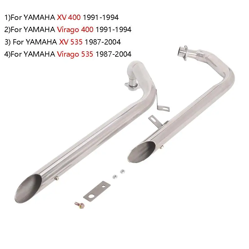 

For YAMAHA XV 400 Virago 400 1991-1994 XV535 Virago 535 1987-2004 Motorcycle Full Exhaust System Stainless Steel Front Tail Pipe