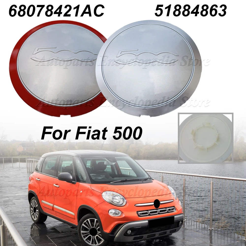 51884863 For Fiat 500 Wheels Center Hub Caps 68078419AC 68078421AC New High Quality Frosted Silver Edge/Red Edge 133mm Hubcap