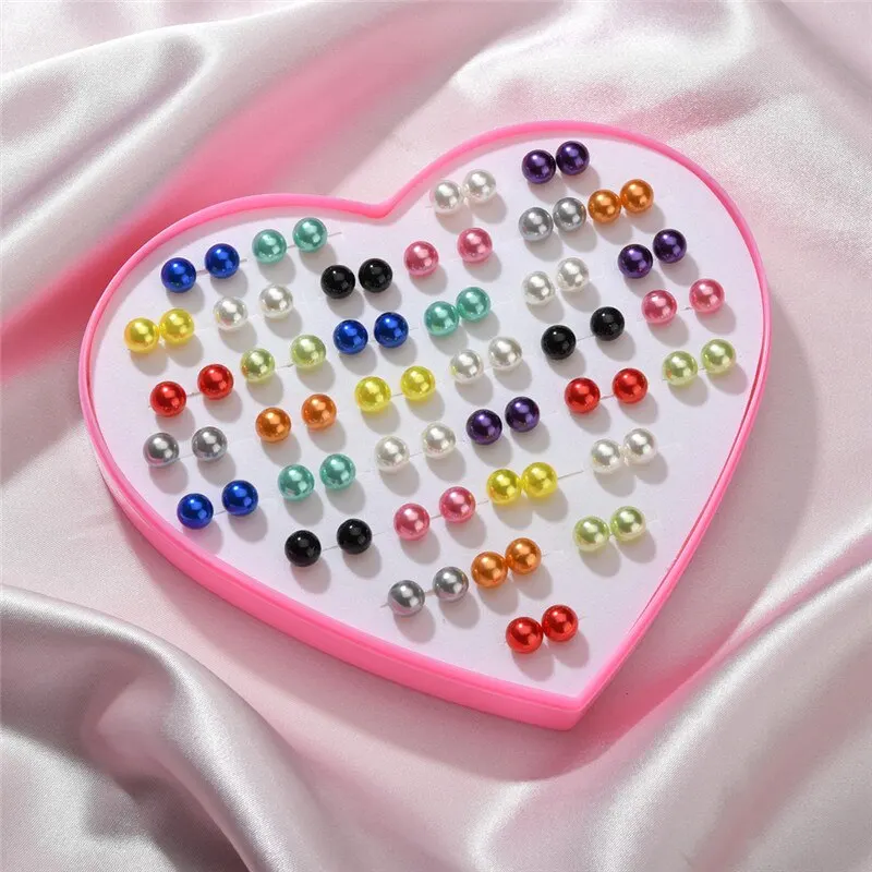 36Pairs/lot Random Cute Romantic Hypoallergenic Resin Stud Earrings Set For Women Girls Multicolor Fruit Flower Ear Gifts