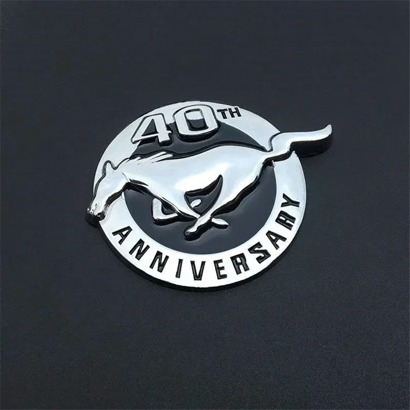 Car Accessories 8X7CM Running Horse 40TH ANNIVERSARY Logo Emblem Metal Badge Rear Turnk Car Sticker for Ford Mustang Shelby GT - view 2