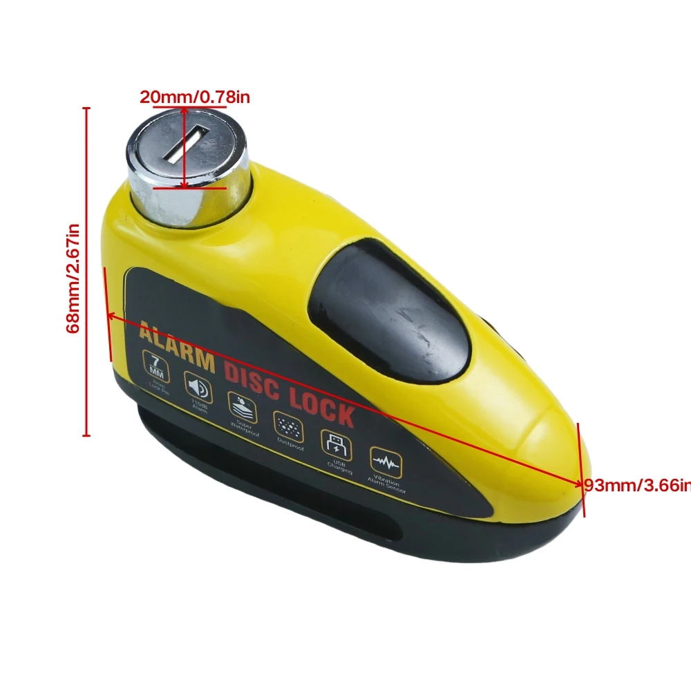 Rechargeable 140dB Motorcycle Alarm Disc Brake Lock Waterproof Anti-Theft Padlock with 1.5M Reminder Cable for Scooter Dirt Bike view 6