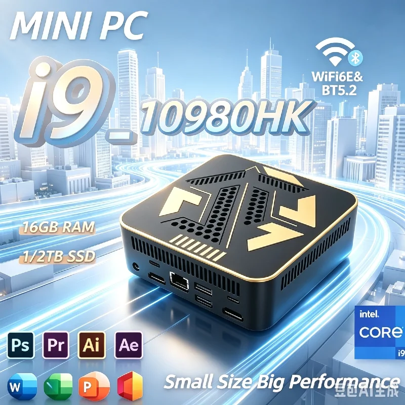 Intel Core i9-10980HK Mini PC 16GB RAM 1TB/2TB M.2 NVME Large SSD 4K HD Output Mini Desktop Computer Gaming Office Workstation