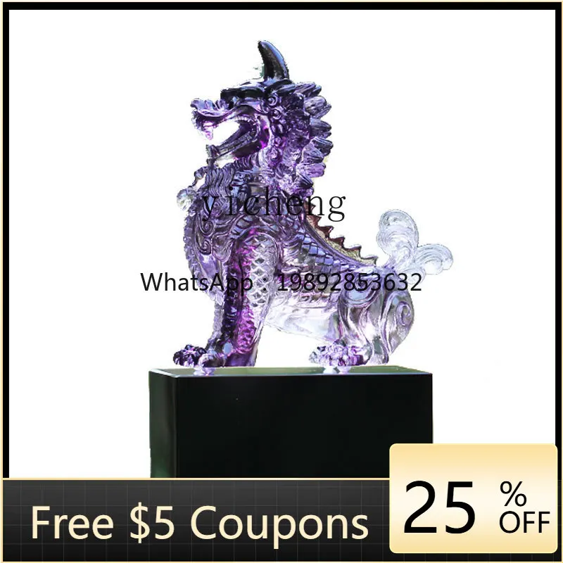 

H3-26 Zhizhi glazed unicorn feng shui ornament home living room office desktop display decoration