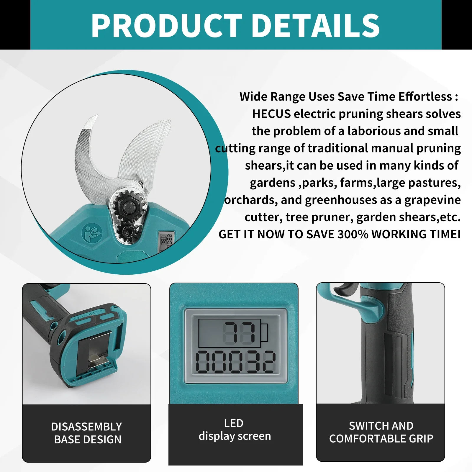 Makita tesouras de poda elétricas sem escova, ferramenta de jardim, sem fio, tesoura elétrica para árvores frutíferas, bateria de 18v, cortador de ramos