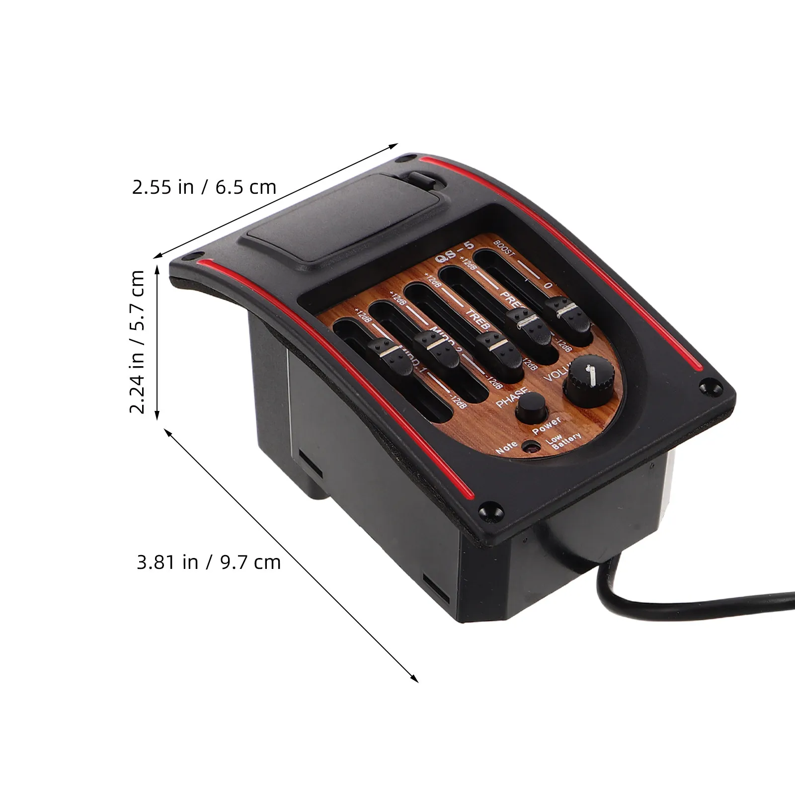 5 Band Acoustic Guitar Preamp Pickup System with Built-in Endpin Cover Professional Tone Control Equalizer for Live Studio