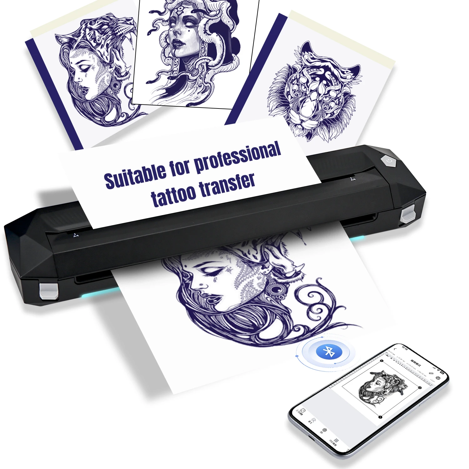 KVM Wireless Tattoo Transfer Stencil Printer thermal printer Inkless tattoo Copier for Tattoo Artists and Beginners