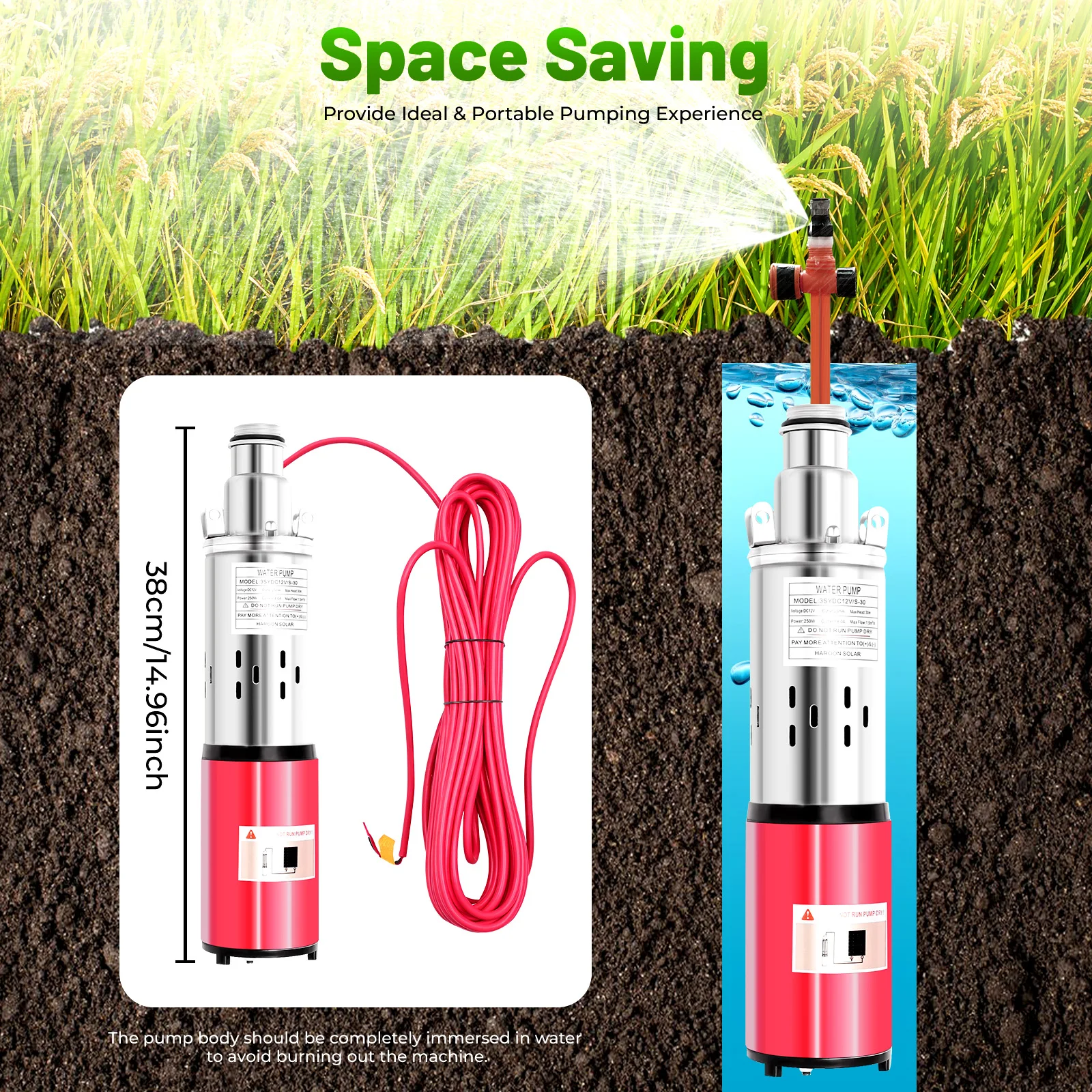 Stabiele zilveren en rode dompelpomp met ondersteuning van drie voet - 0,98 inch standaarduitlaat en eenvoudige reiniging, verticale installatie