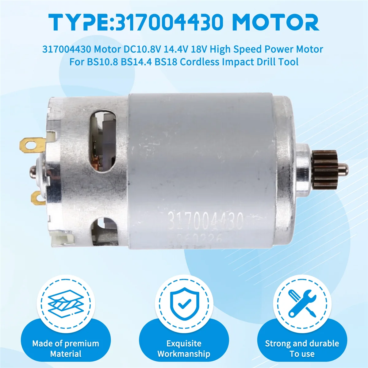 BAAQ 317004430 Motor DC10.8V 14.4V 18V High Speed Power Motor for BS10.8 BS14.4 BS18 Cordless Impact Drill Tool