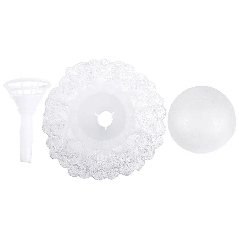 

1Set Foam Half Ball Bouquet Holder Lace Decor Bridal Flower Foam Handle for Wedding Bouquet DIY Bridal Shower Engagement Party