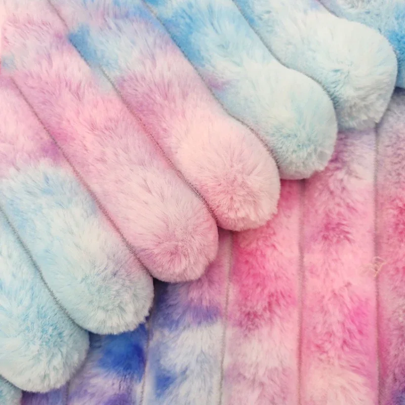 75x50cm Tie Dyed Stripe Jacquard 35mm Faux Rabbit Velvet Fabric For Coat, Hoodie Bedding Plush Toys Handmade DIY Fabric TJ21257