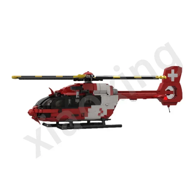 City Quick Response Cross Rescue Helicopter MOC-89723 Building Block Model 900 Parts • Birthday Toy Gift for Adults and Children