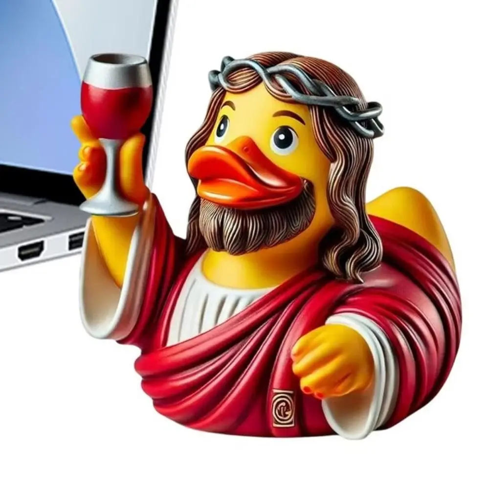 Figuras de pato de María, Jesús, animales realistas, pato de resina, adorno de resina, cubierta de buey, adorno de estatua de Animal de dibujos animados