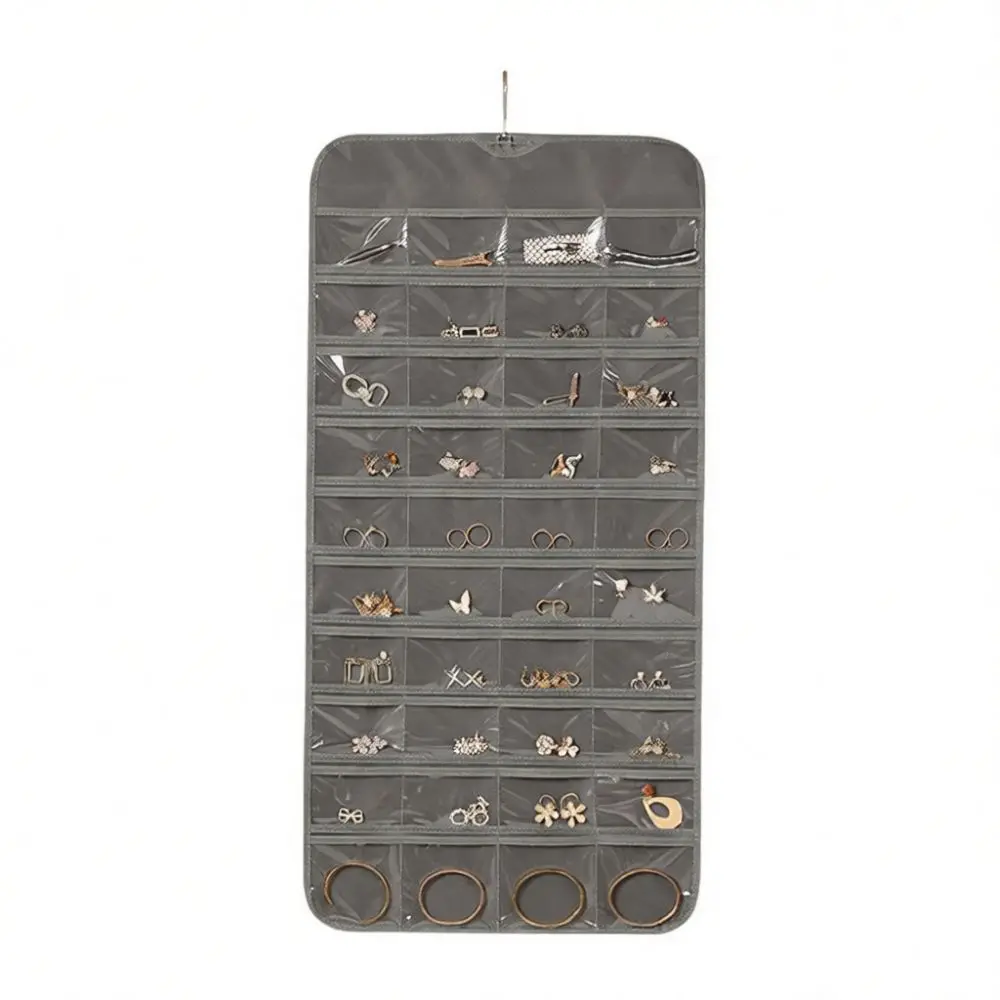 Jewelry Organizer Hanging Bag Double Sided Storage Pouch Wall Mount Holder For Necklace Earring Bracelet Closet Home Accessory