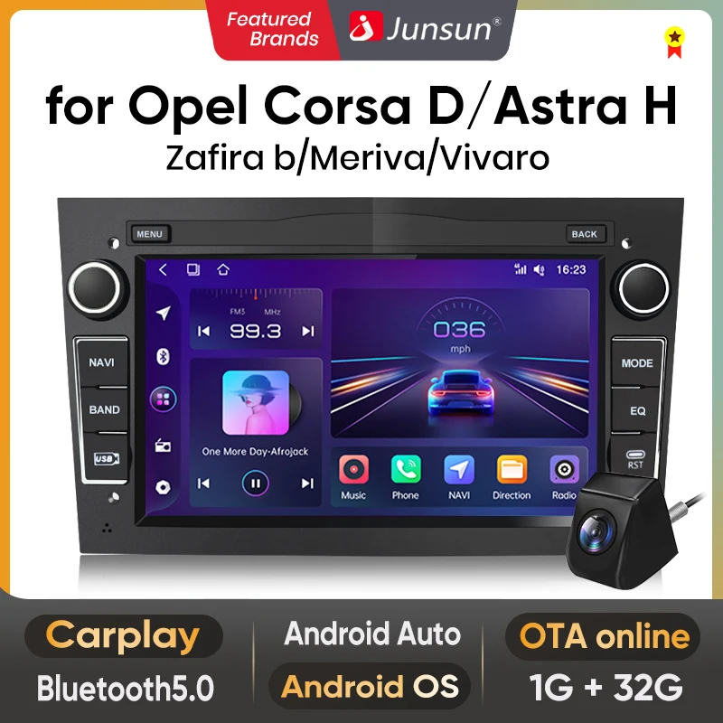 Junsun Wireless Carplay Android Auto Car Radio for Opel Astra H J Vectra Vauxhall Antara With Camera DAB+ OBD2 GPS Autoradio