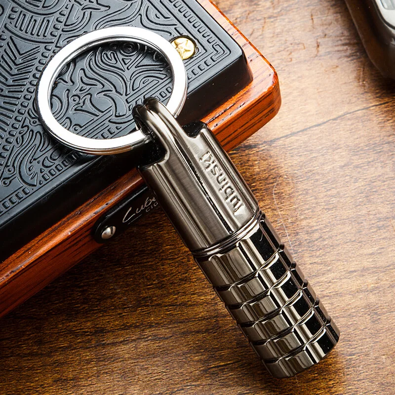 

2022 Cigar Punch Cutter Stainless Steel Keychain 3 In 1 Multifunction Cuban Cigar Guillotine Punch Gift Box