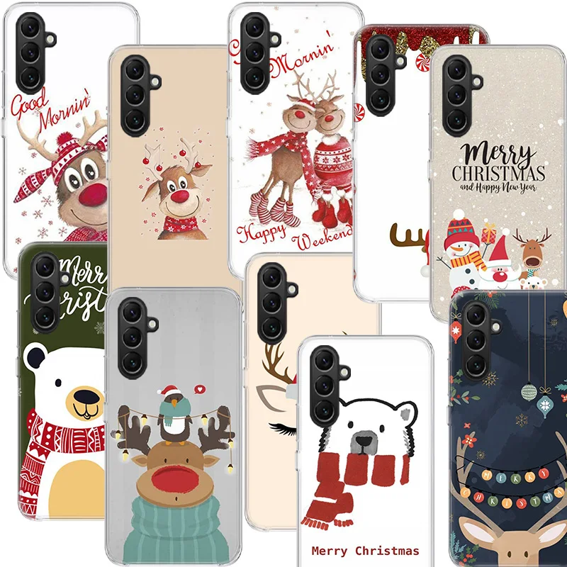 만화 크리스마스 엘크 전화 케이스 삼성 S25 울트라 S24 FE 갤럭시 A70 A50 A40 A30 A20S A20E M30S M32 M21 J8 J6 J4 M52 M51 A90 A80
