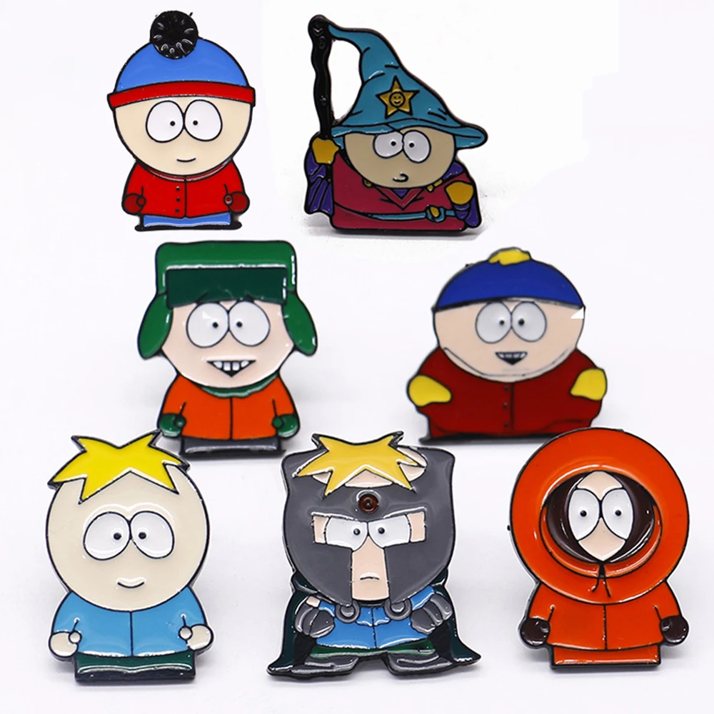 Whole Set Anime Eric Cartman Stanley Marsh Kyle Kenny Figures Brooch Keychain Decor Cartoon Park Action Figure Toys Dolls Gifts