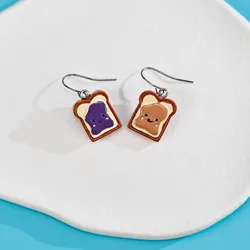 1 Pair Cute Toast Drop Earrings, Hand-Painted Resin Material, The Best Gift for Girls on Christmas, New Year and Birthdays.