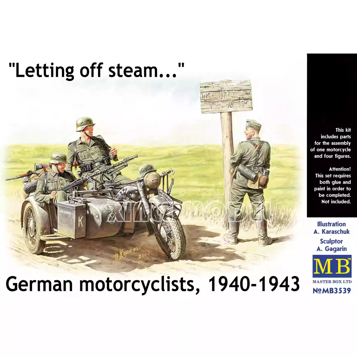 

Пластиковый сборный модельный набор Master Box MB3539 «Немецкие мотоциклисты 1940-1943» 1/35 «Снятие напряжения...»
