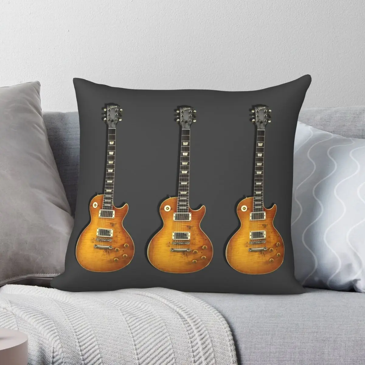 Les Paul Standard Guitar Pillowcase Polyester Linen Velvet Printed Zip Decor Pillow Case Home Cushion Cover