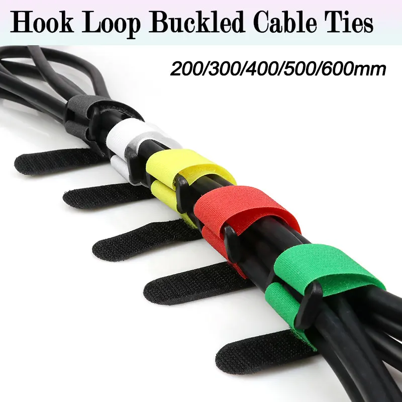 10/50pcs Releasable Cable Tie 20-60cm Hook Loop Cinch Straps Bundle Tie Fasten Data Line Strap Magic Sticker Adjustable Fastener