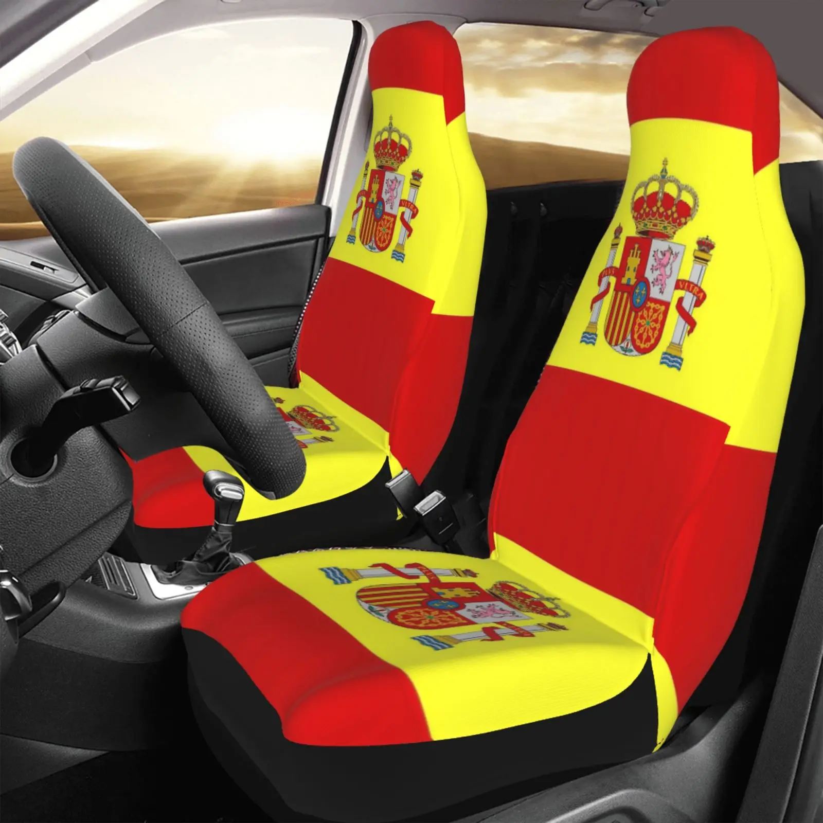 Flag - Spain Car Seat Cover Set of 2 Car Accessories Patriotic Theme Seat Cover Suitable for All Car Models