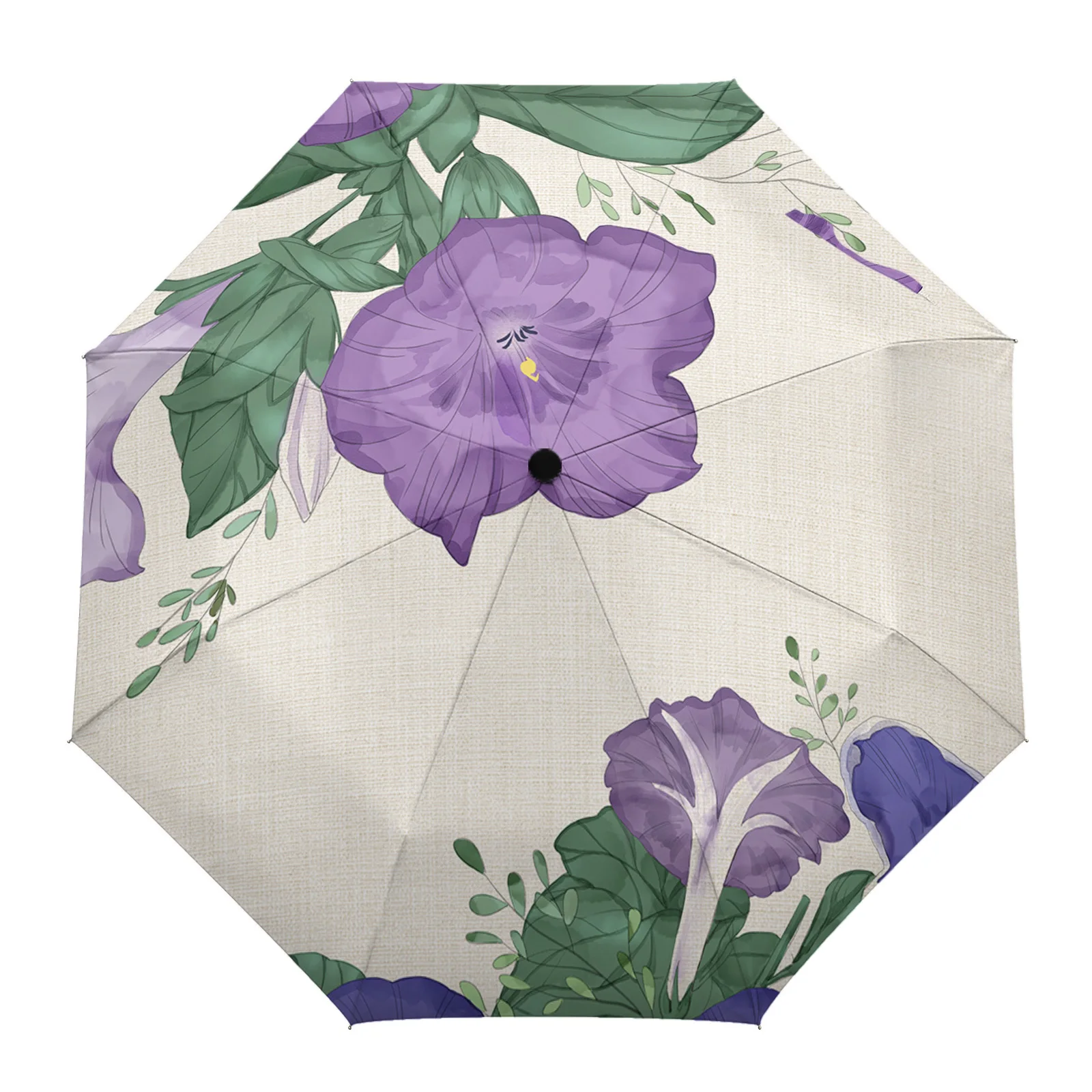 

Автоматический зонт для взрослых, складной, восемь нитей, с цветами, акварелью и фиолетовыми растениями, для улицы