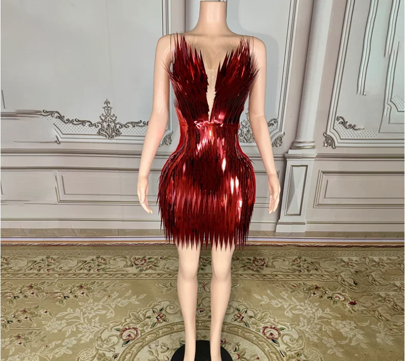 Zilver Zwart Rood Vrouwen Sexy Glanzende Strapless Bodycon Met Lovertjes Vieren Uitvoering Kostuum Bar Zangeres Podiumkleding Mini-Jurk