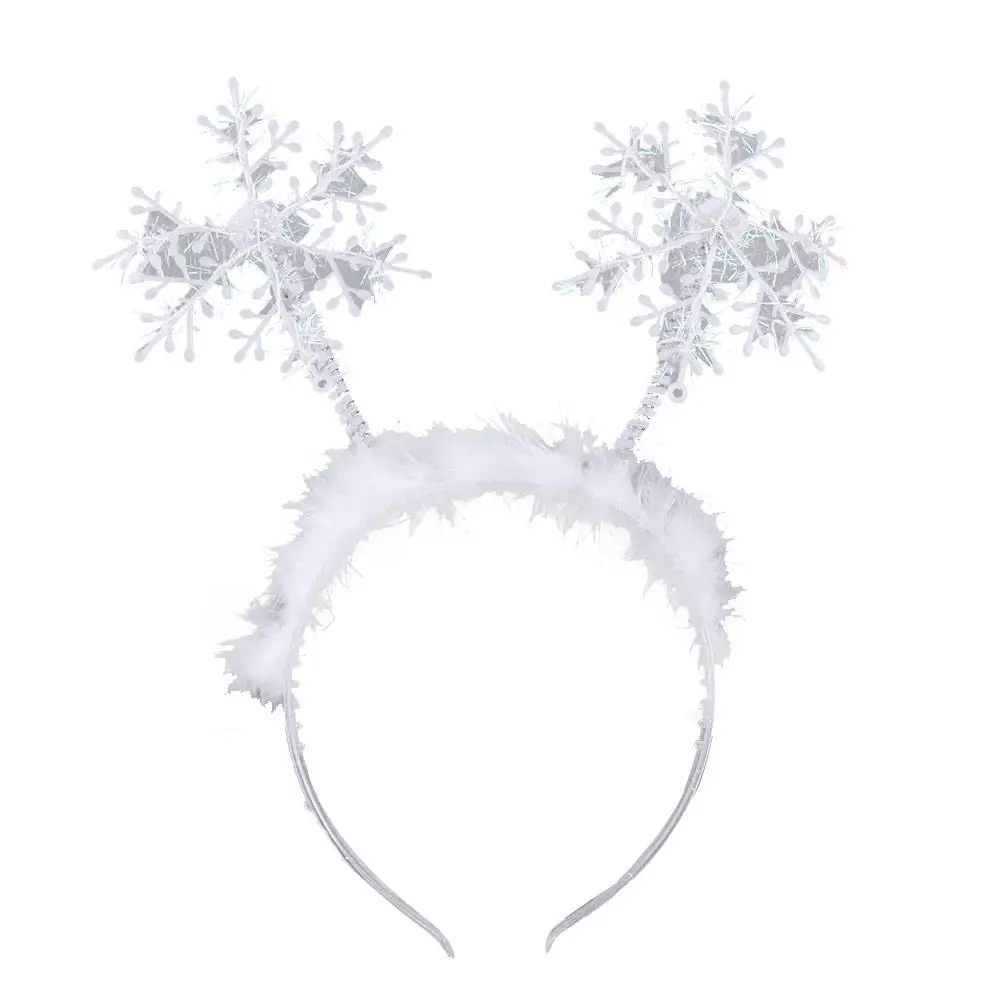 Feather Party Dress Up Hair Band White Female Plush Hair Hoop Christmas Decoration Christmas Headband Antlers Headband