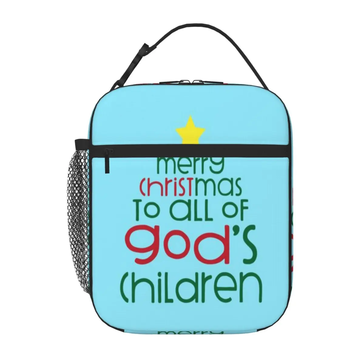 Hot Sale Merry Christmas To Gods Children Cartoon Insulated Tote Festival Outing Lunch Box Bag