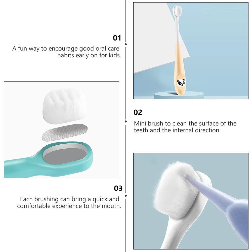 

3 Pcs Toothbrush Mini ABS Bristles Cartoon Pattern Teeth Cleaning Oral Care Children Baby Dental Kids Teeth Cleaning Toothbrush