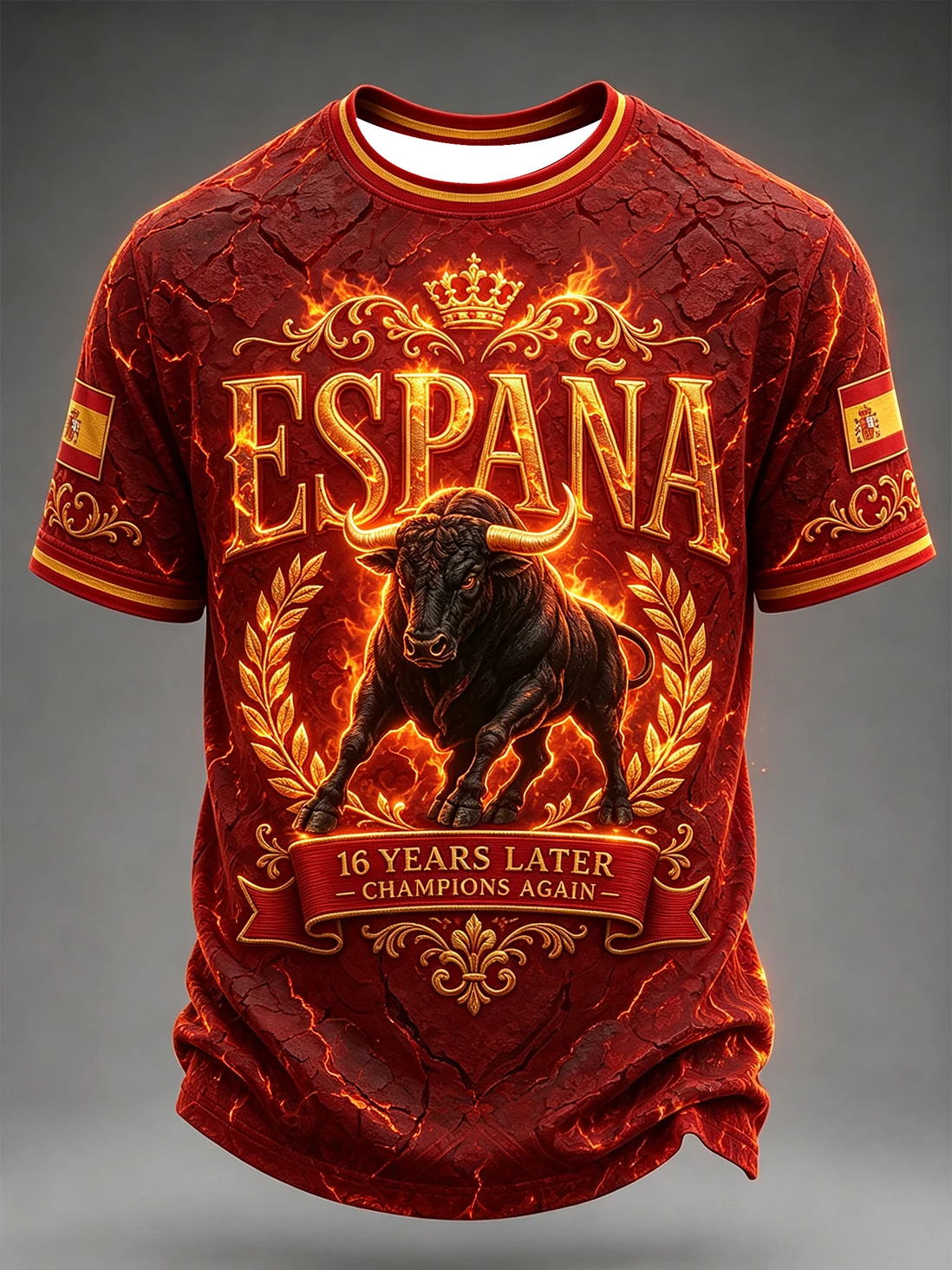 2026 Trendy Spanish Men's Sports Football Training Shirt with 3D Print, Breathable and Quick-Drying T-Shirt for Family Use