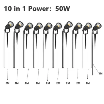 Lumière décorative de jardin Led sans câble 10 remorque 1 lumière de pelouse 50W tension sûre 220V110V12V étanche Spot blanc chaud