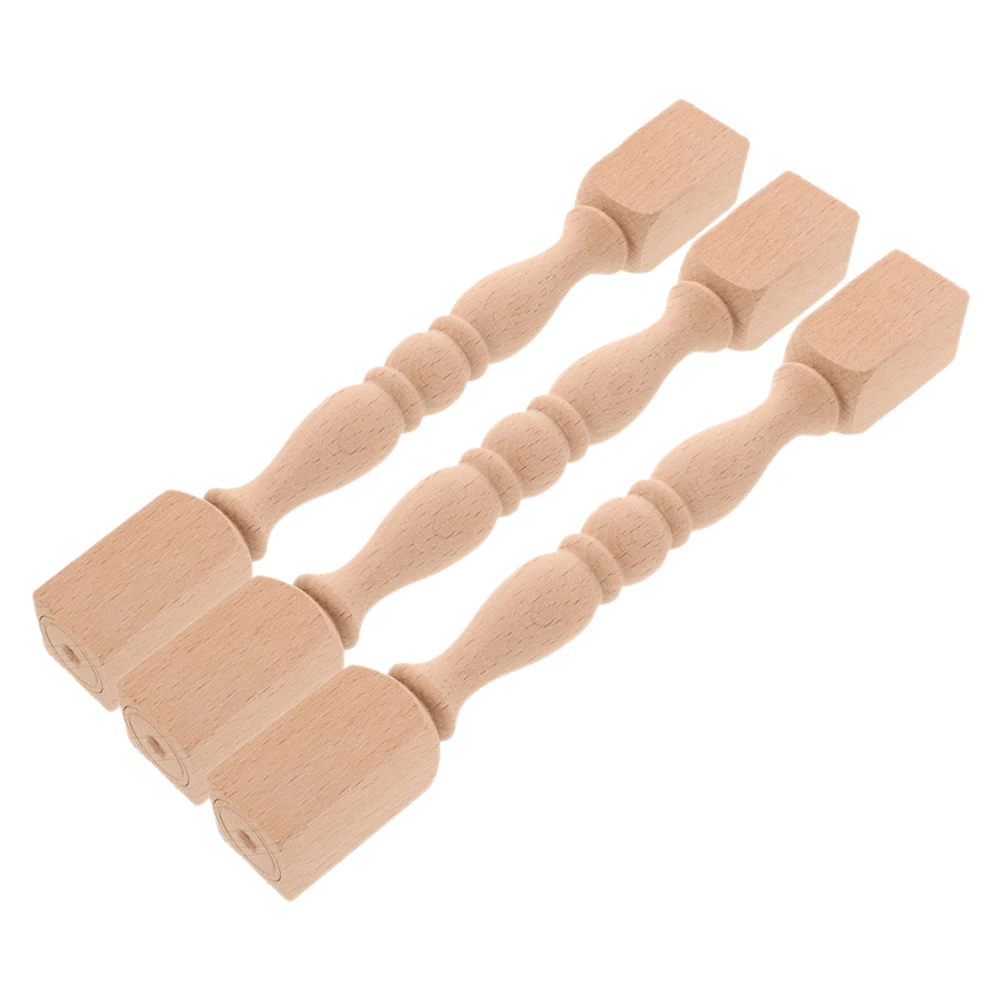 

3pcs Unfinished Wood Finials Hardwood Round Bun Foot Staircase Balusters Cabinet Finials Wooden Ball Dowel End For Diy Crafts