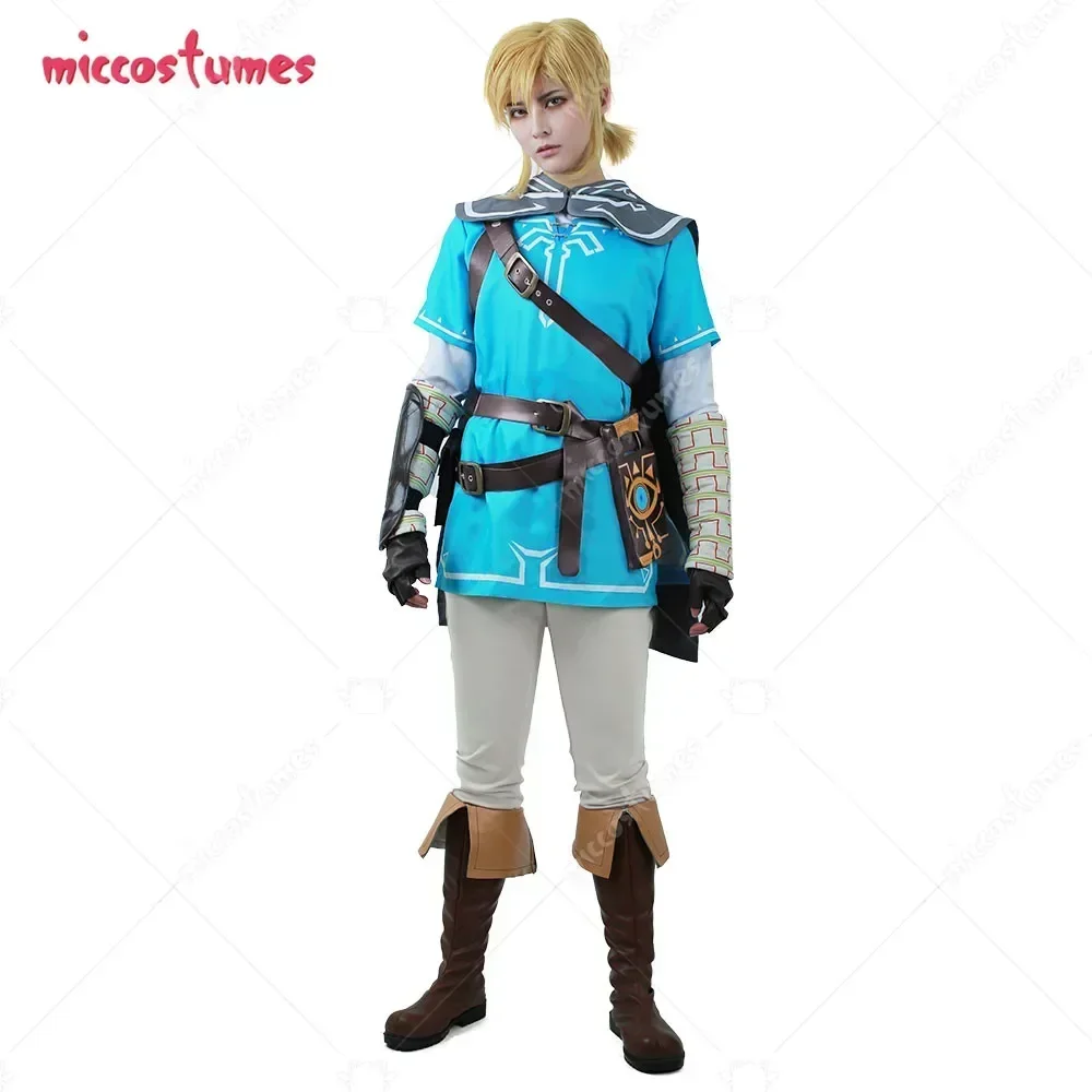 Micfigurinos-Traje Cosplay Link dos homens para Halloween, Roupa masculina, Manto