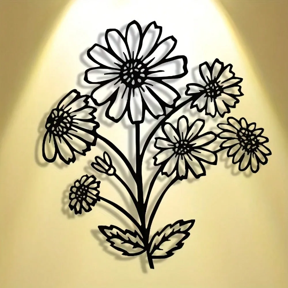 Metal Sunflower Wall Art Abstract Floral Iron Decor for Home Cafe Farmhouse Gift