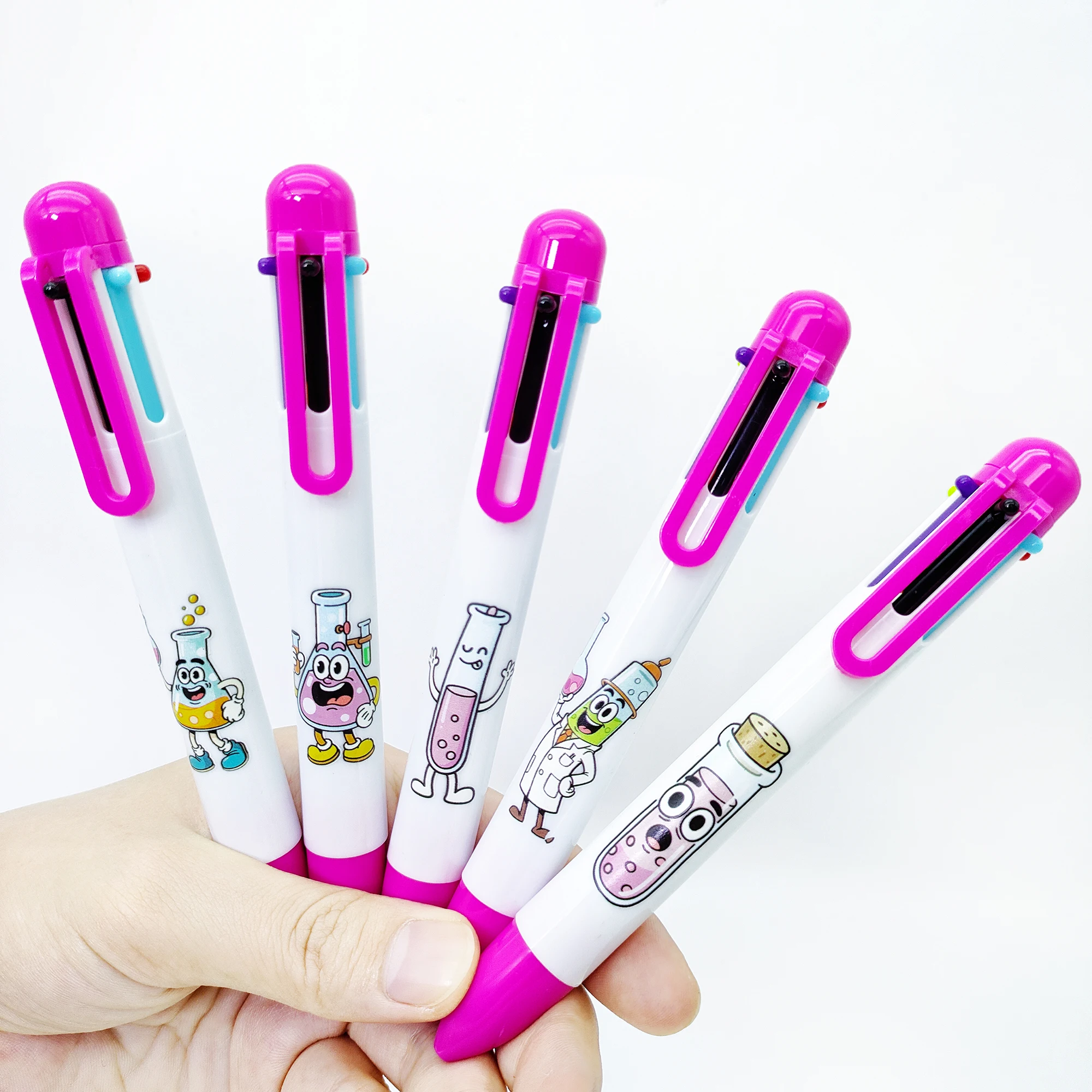 

8 Pieces/12 Pieces Laboratory-Style Multi-Colored Round Pens 6-in-1 Marking Pens Highlighter Student Stationery Creative Gift