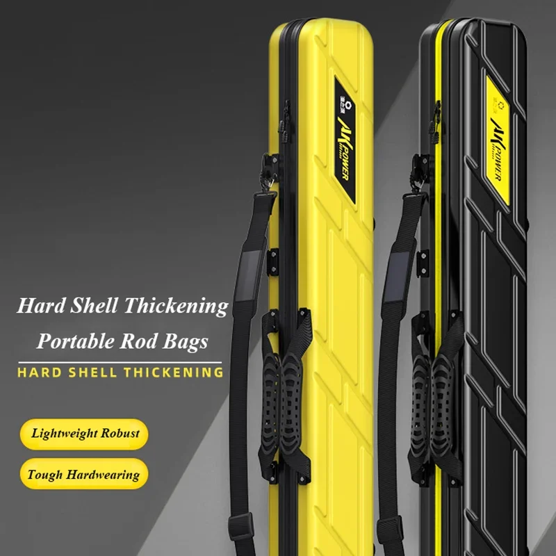 Shockproof Hard Shell Fishing Rod Bag ABS+PC Protective Storage Case 7 Layer Gear Tackle Carry with Umbrella Pocket