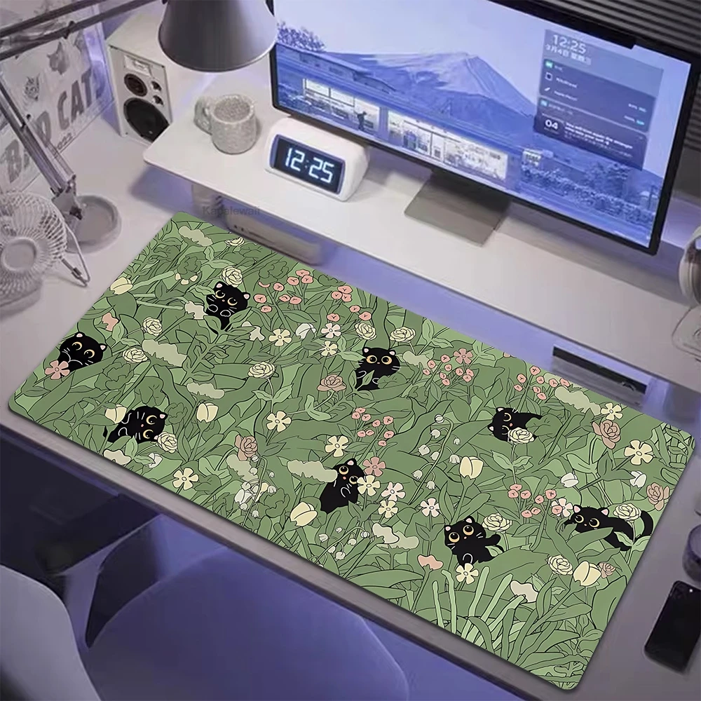 Gaming Green Plant MousePad Computer Laptop Gamer Kawaii Cute Mouse Mat Large Anime Mouse Pad 900x400 Keyboard Pads Desk Mat