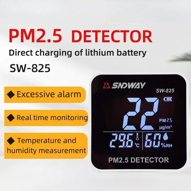 

SNDWAY PM2.5 Monitor Air Quality Monitor PM 2.5 Detector Electrical Mini Temperature Humidity Gas Analyzer Digital Gas Detector