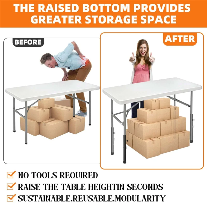 

【People Favorite】Metal Tables Leg Extensions Folding Tables Legs Supports Table Legs Extenders For Improving Your Back (Black) (
