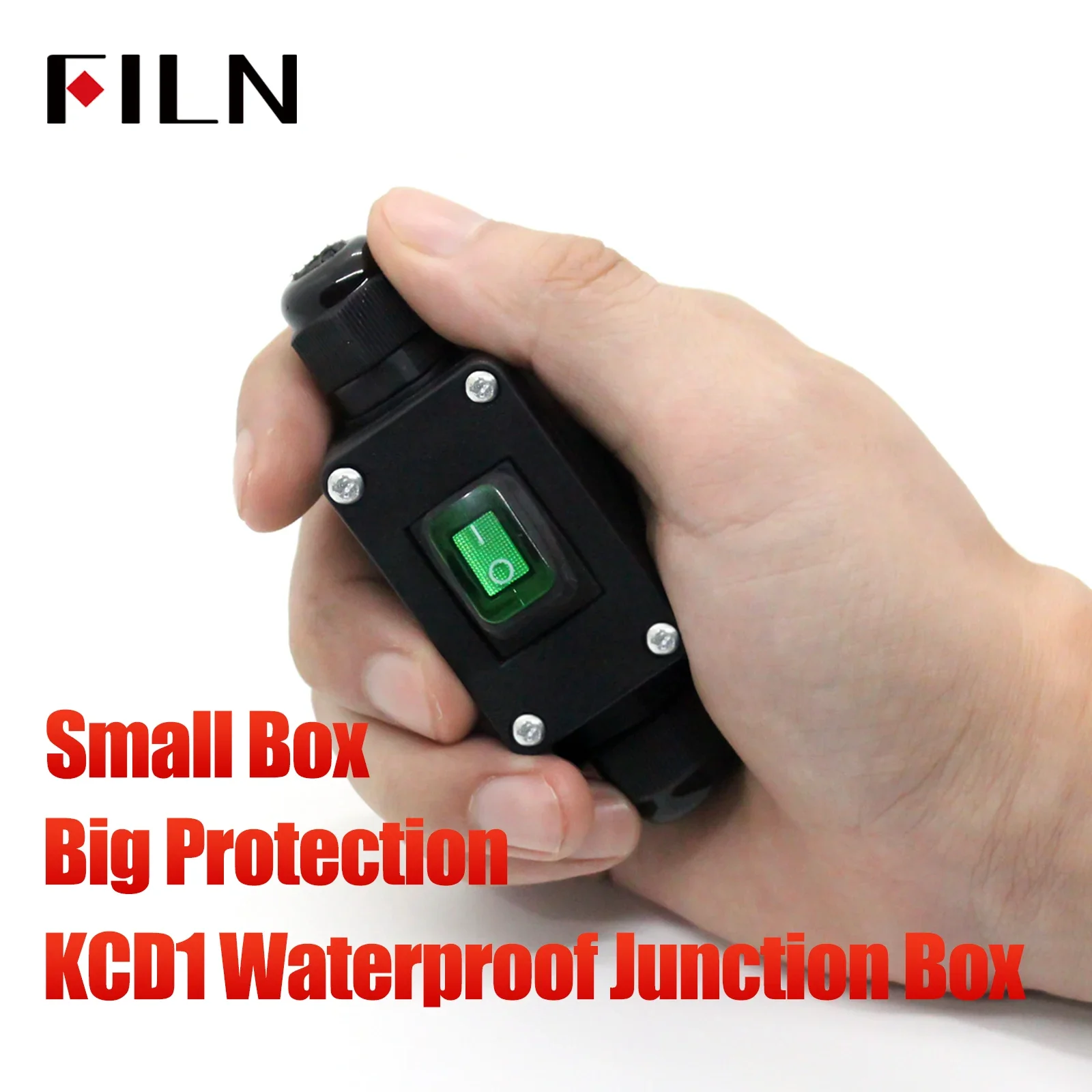 

FILN KCD1 Waterproof Junction Box with Illuminated Rokcer Switch IP66 Outdoor/Marine Electrical Installations 12V 24V 110V 220V
