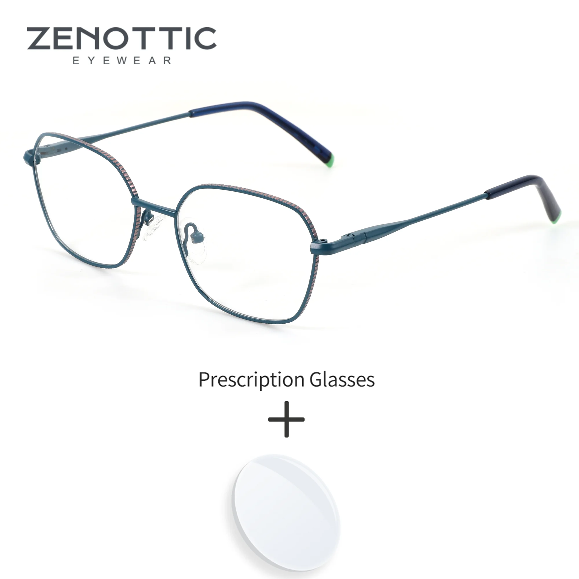 

ZENOTTIC XS Size Custom Prescription Glasses For Men Polygon Metal Frame Progressive Lenses For Myopia Photochromic Optical