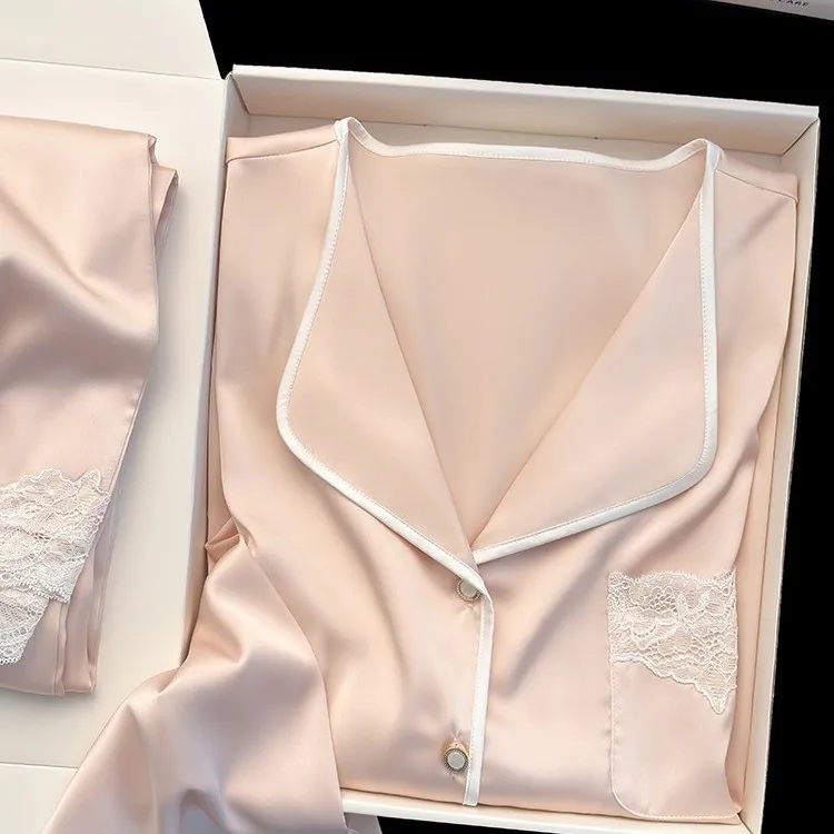 Women's Sweet 100% Mulberry Silk Pajama Set, Solid Color Cute Silk Loungewear Luxury Soft Sleepwear Spring Home Wear XL Size