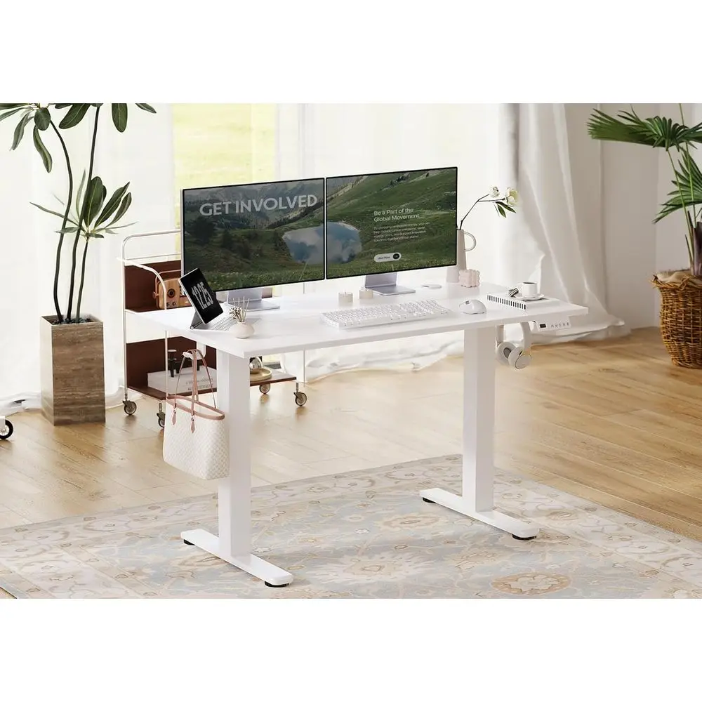 Electric Standing Desk Adjustable Height, 40 x 24 Inch Sit Stand Desk with T-Shaped Frame, 3 Memory Presets & Cable Management f