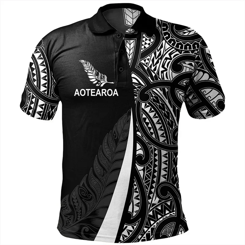 

New 3D Zealand NZ Flag Maori Patterns Rugby Print Polo Shirt Lest We Forget Graphic Polo T Shirt For Men Fashion Vintage Clothes