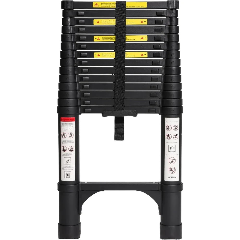 14.5 FT Aluminum Telescoping Ladder, Lightweight Multi-Purpose Collapsible Extension with 2 Triangle Stabilizers, Heavy Du