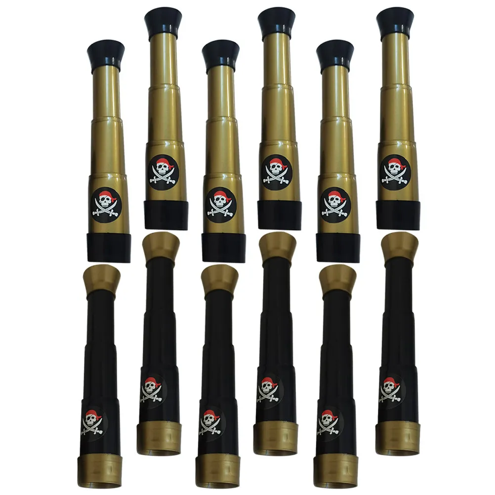 12Pcs Kids Pirate Telescope Set Monocular for Adventure Play Party Favors Children Toys 3-7 Years Outdoor Exploration Gift